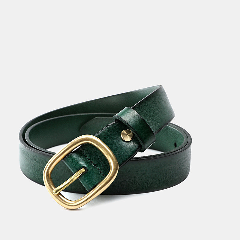 Women's 3.0" Wide Genuine Leather Belt-Green-105-125-Free Shipping Leatheretro