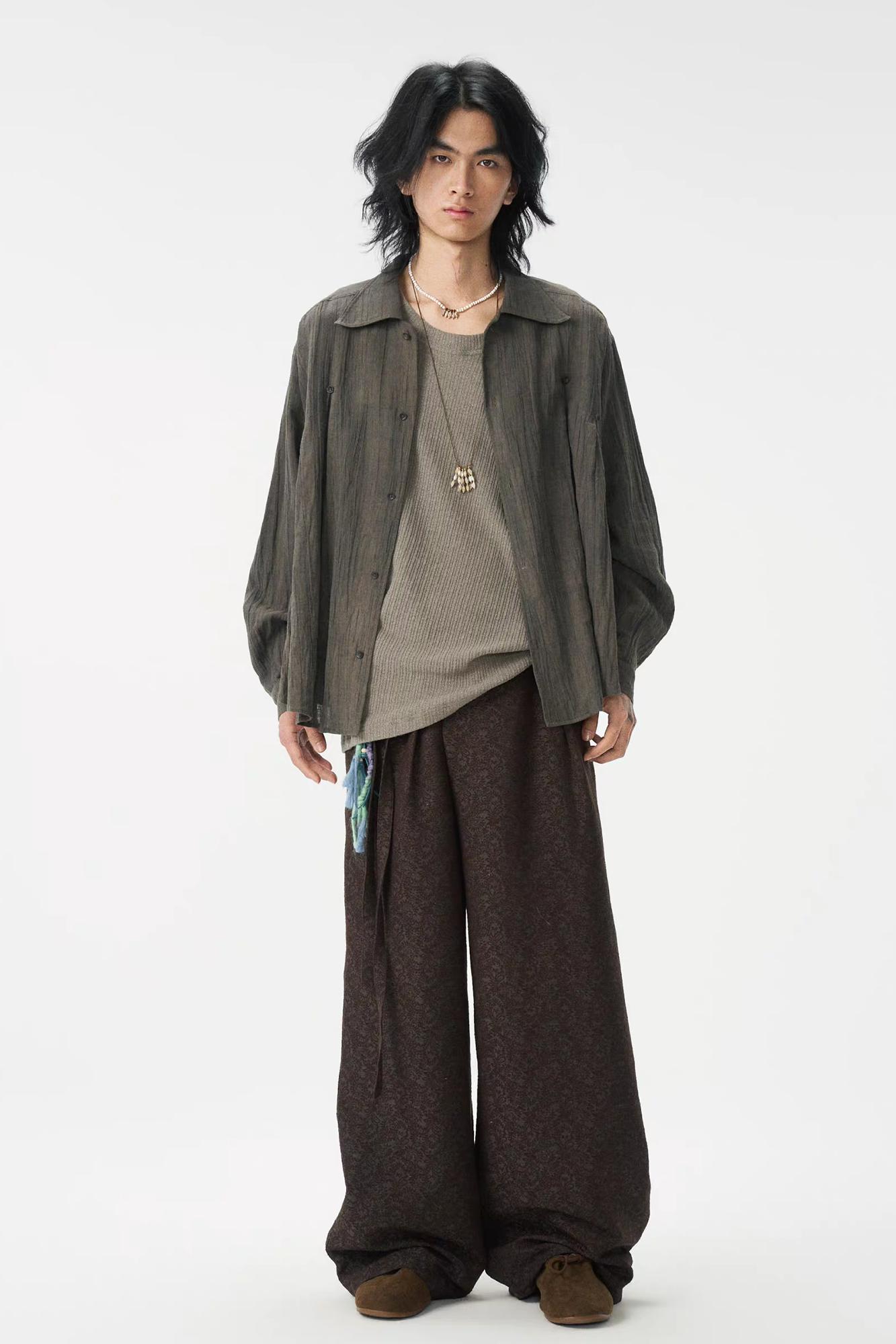 GONGHE REPUB Damask Jacquard Wrap-Tie Pants-Pants-S-Free Shipping Leatheretro