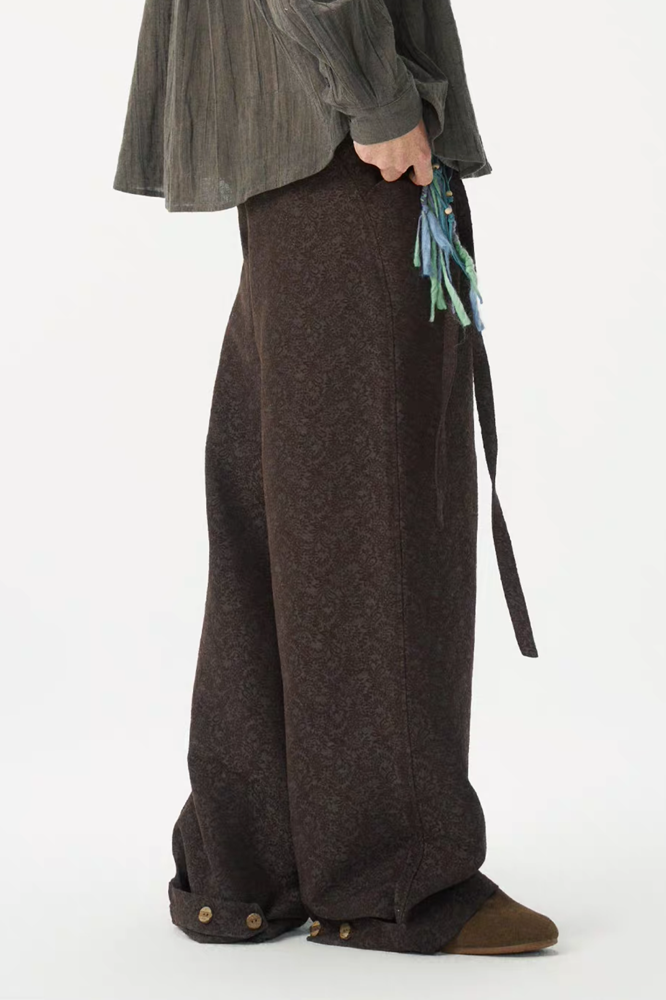 GONGHE REPUB Damask Jacquard Wrap-Tie Pants-Pants-S-Free Shipping Leatheretro