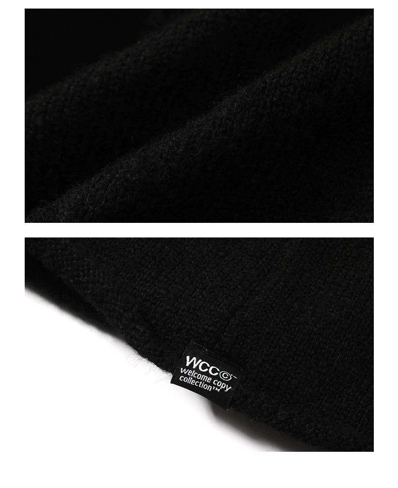 WCC Skull Prankster Print Knitted Slouchy Beanie-Black-Free Shipping Leatheretro