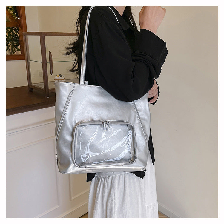 Women's Large Tote Backpack-White-Free Shipping Leatheretro
