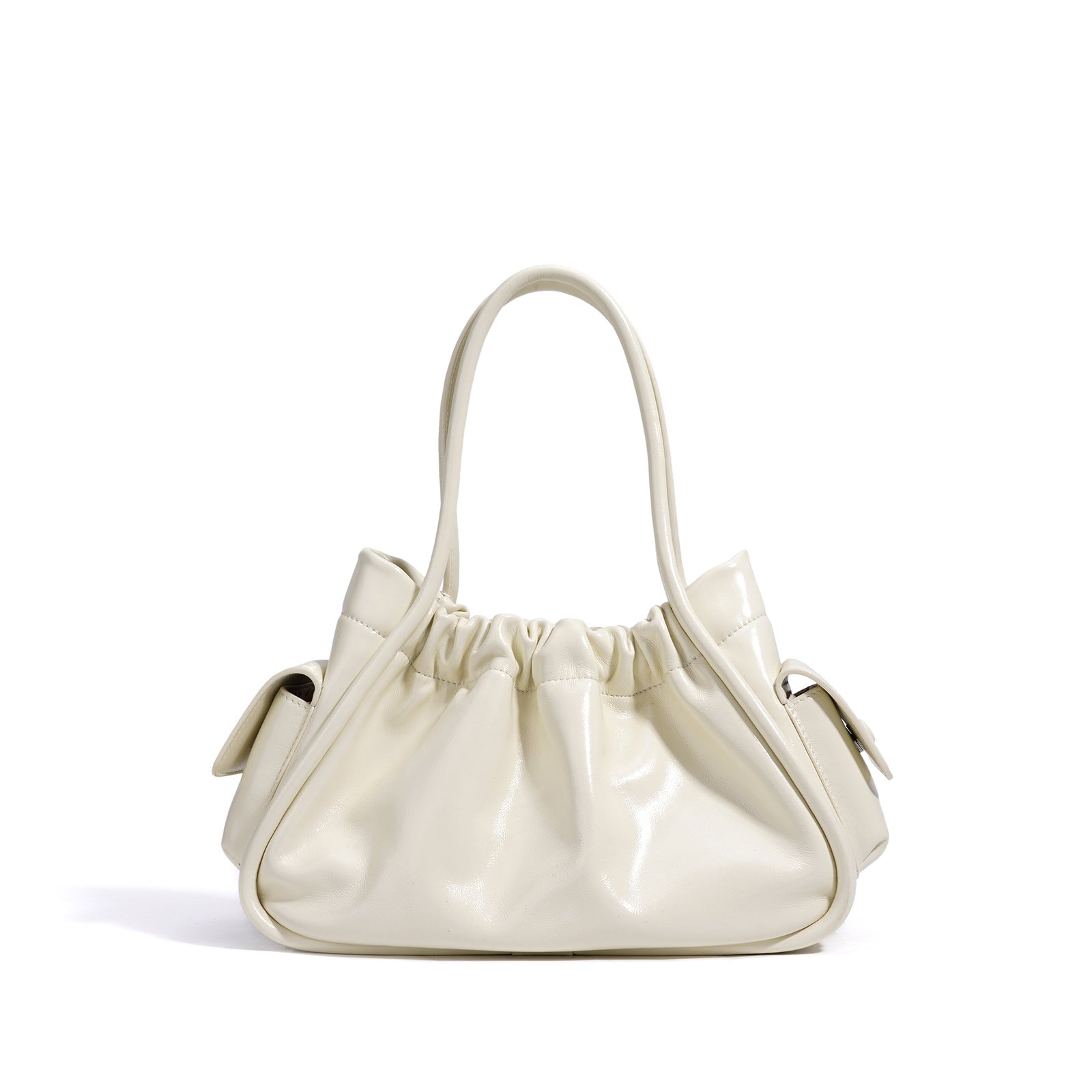 Minimalist Solid Color Bucket Bag-Shoulder Bags-beige-Free Shipping Leatheretro