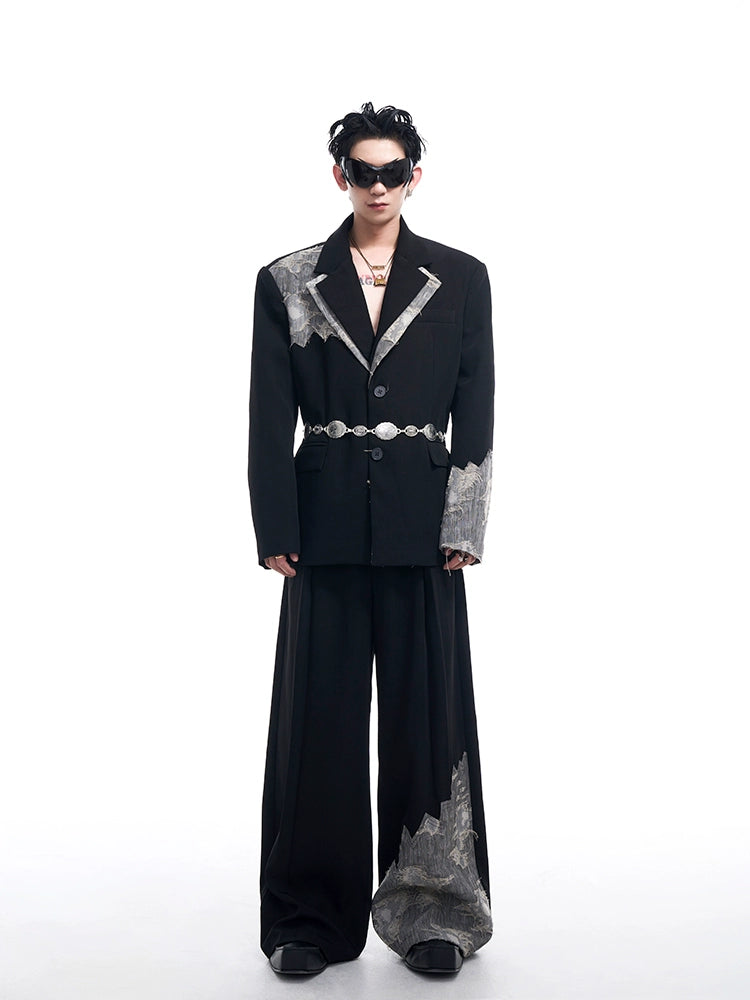 STARTEXCEEDEND Men's Luxury Slim-Fit Double-Breasted Blazer and Pants-Black Top-S 40-55kg-Free Shipping Leatheretro