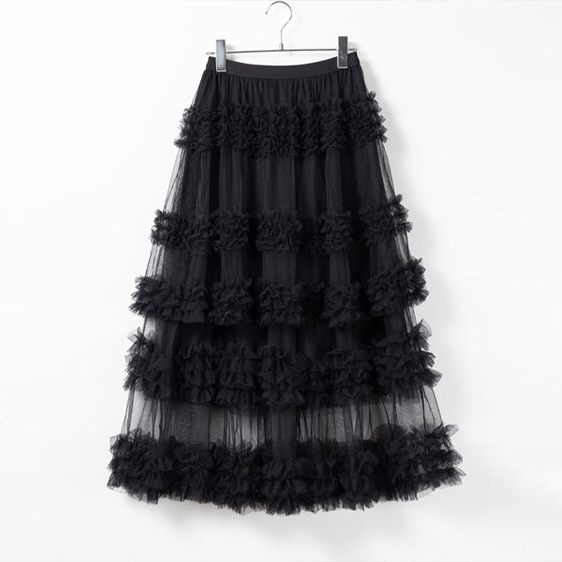 Designed Summer Net A Line Skirts-Skirts-Black-One Size-Free Shipping Leatheretro