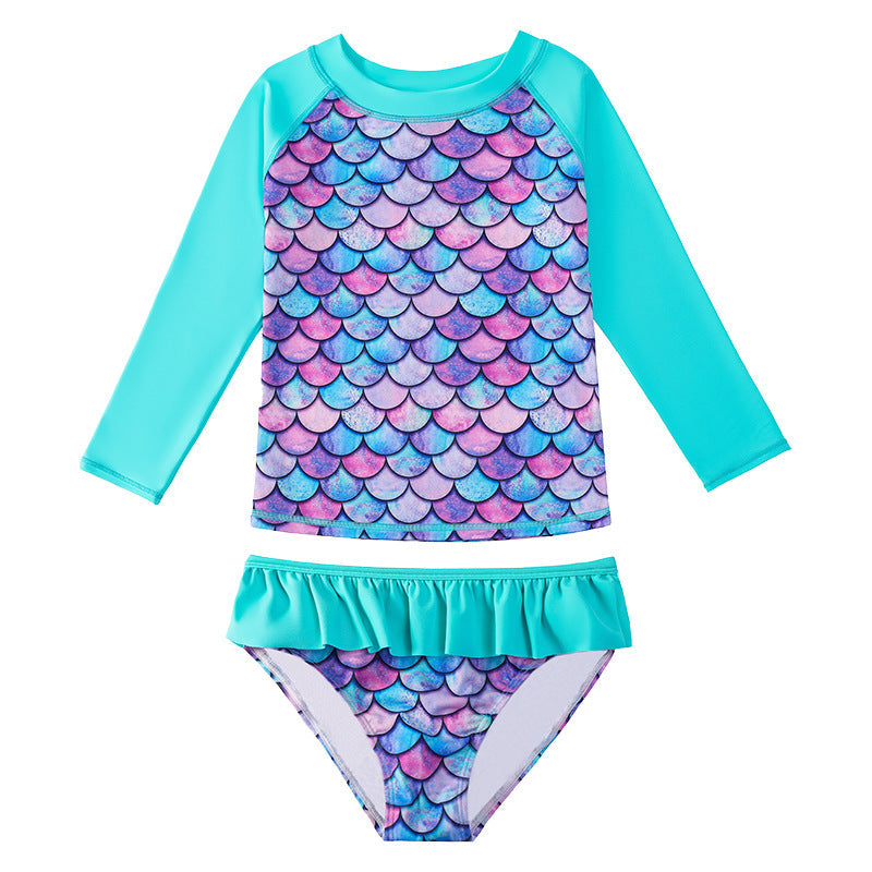 3D Fish Scale Design Two Pieces Swimsuits for Girls-Swimwear-YY106-6-100cm-Free Shipping Leatheretro