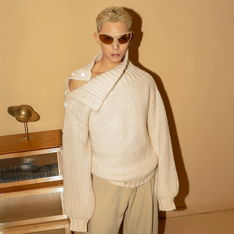 CLP Men's Apricot Cable-Knit Turtleneck Sweater-Apricot-S-Free Shipping Leatheretro