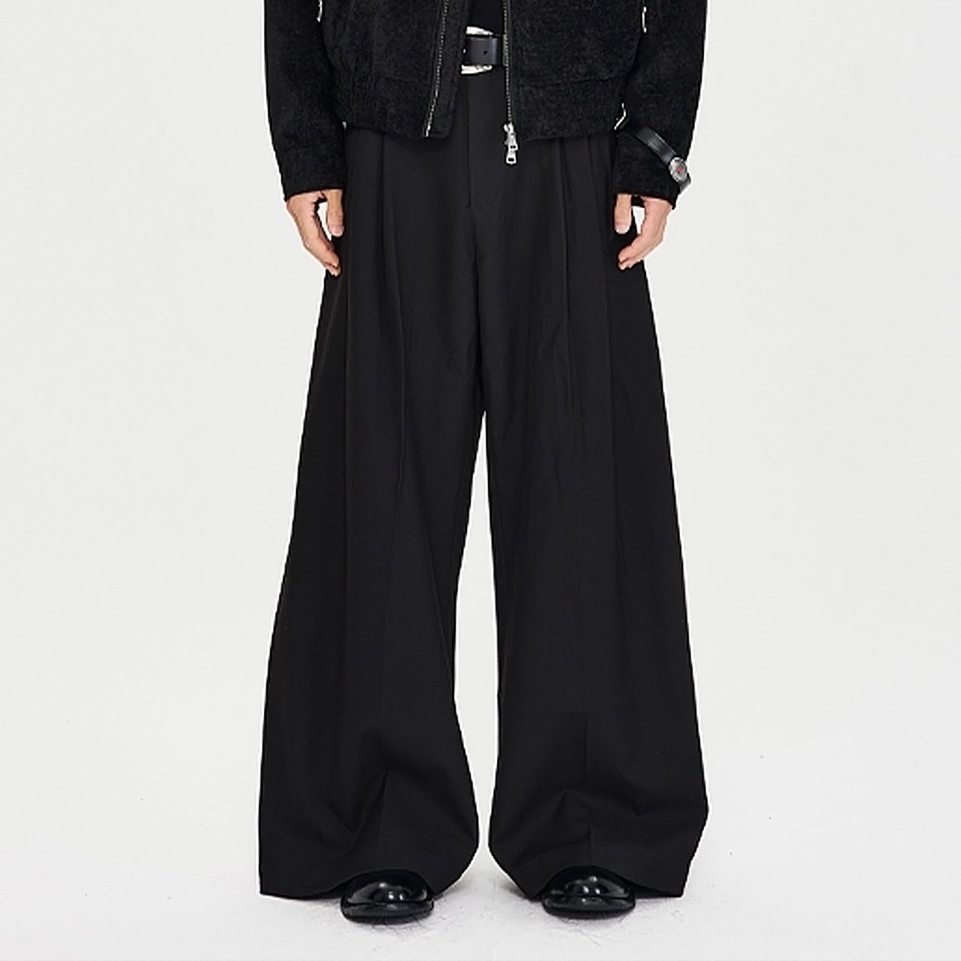 CATSSTAC Classic Pleated Wide-Leg Trousers-Pants-M-Free Shipping Leatheretro