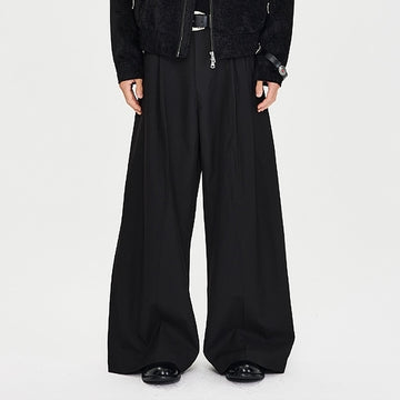 CATSSTAC Classic Pleated Wide-Leg Trousers-Pants-M-Free Shipping Leatheretro