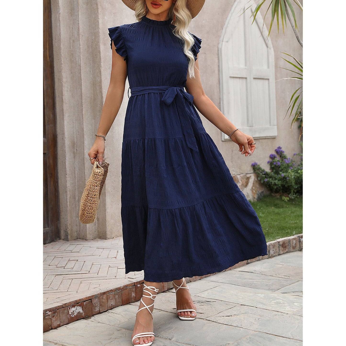 Causal Summer Vacation Long Dresses-Navy Blue-S-Free Shipping Leatheretro