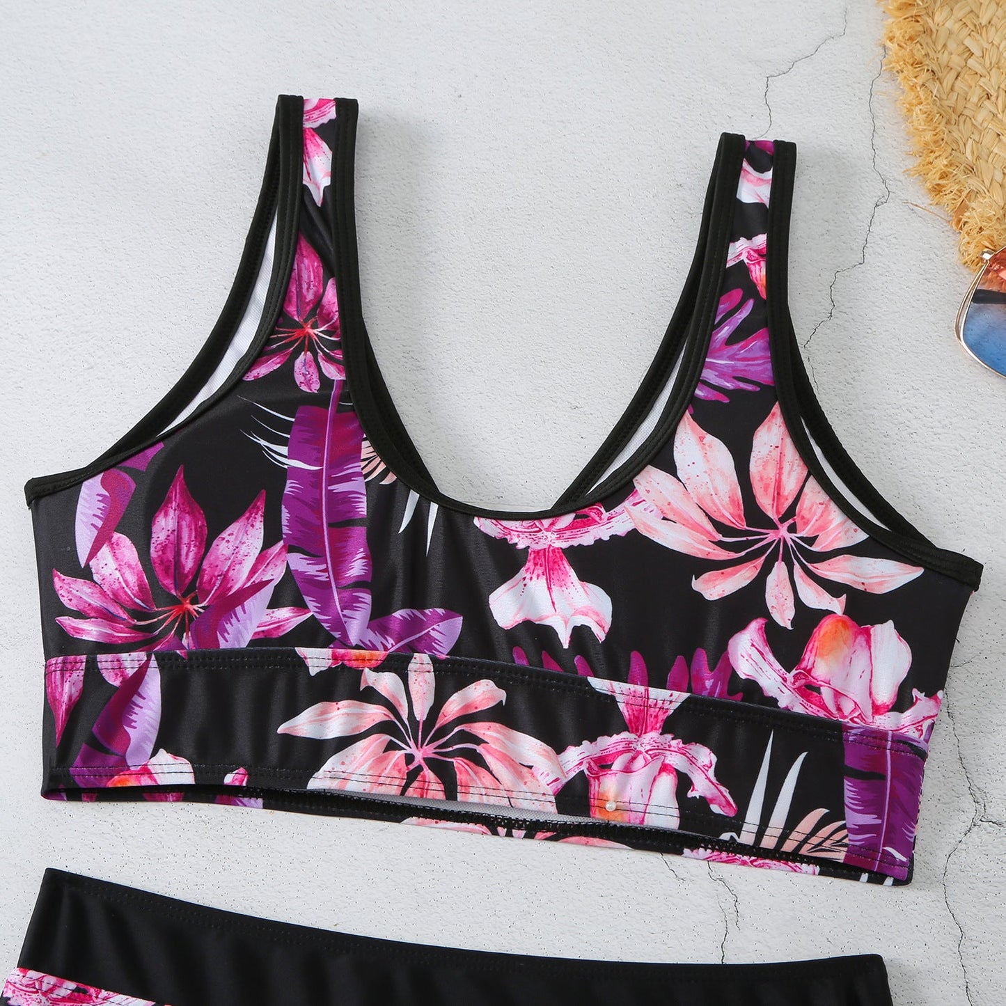 Sexy Floral Print Summer Boxer Swimsuits-Swimwear-Purple-S-Free Shipping Leatheretro