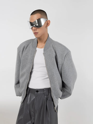 CLP Grey Baseball Collar Pilot Jacket-Gray-S-Free Shipping Leatheretro