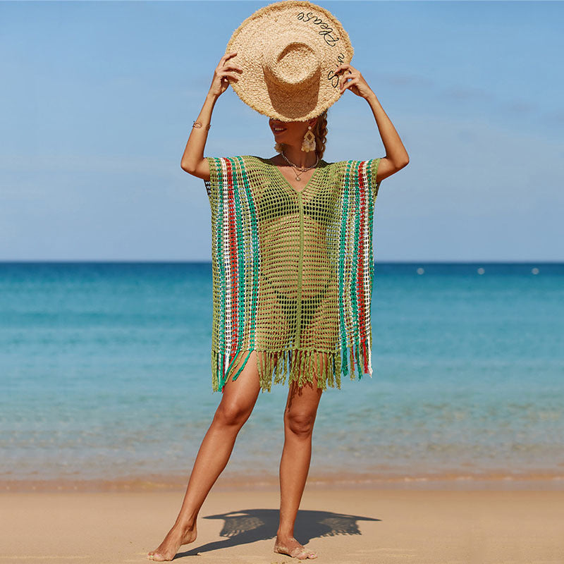 Colorful Knitting Crochet Tassels Swimwear Cover Ups for Women-G-One Size-Free Shipping Leatheretro