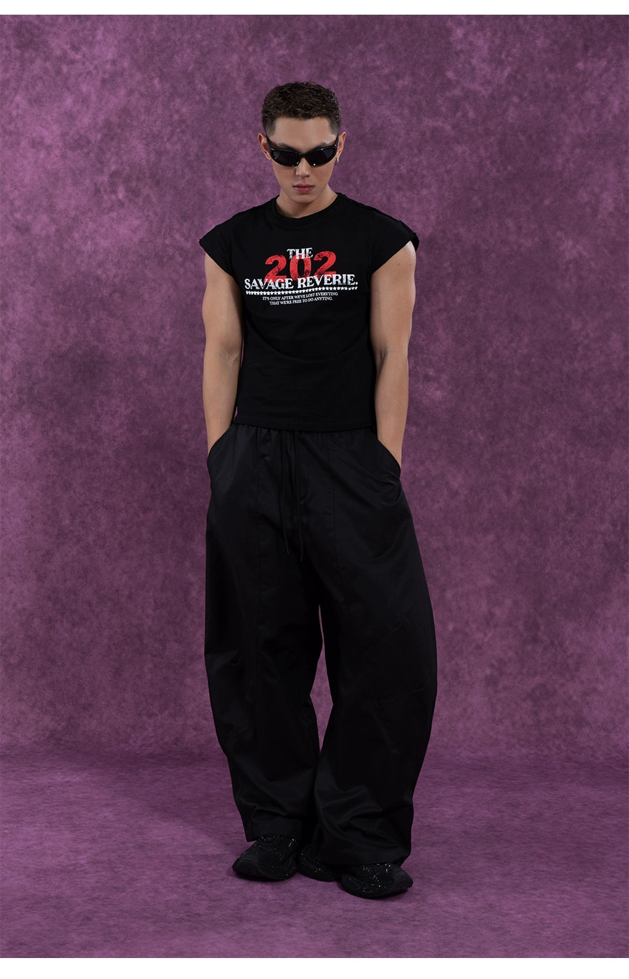 CLP Men's Wide Leg Cargo Joggers-White-M-Free Shipping Leatheretro