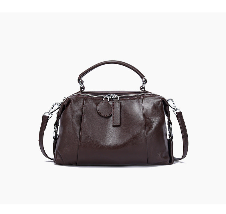 Vintage Boston Leather Crossbody Bag-Handbags-Coffee-Free Shipping Leatheretro