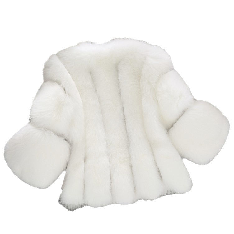 Fashion Faux Fur Short Jacket Coats for Women-Outerwear-White-S-Free Shipping Leatheretro