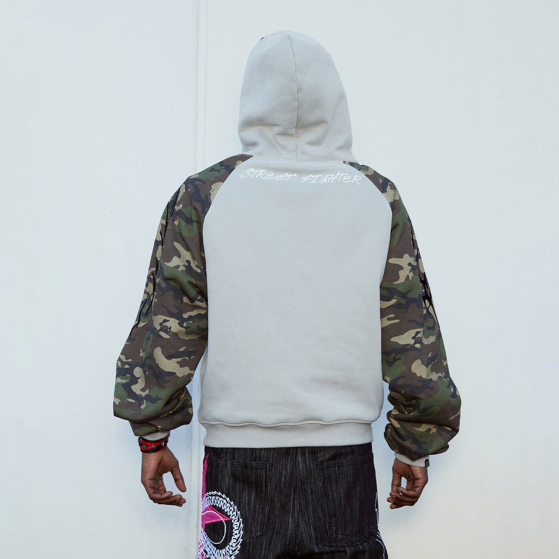 VINKID Embroidered Camo Raglan Panel Hoodie-Hoodie-S-Free Shipping Leatheretro