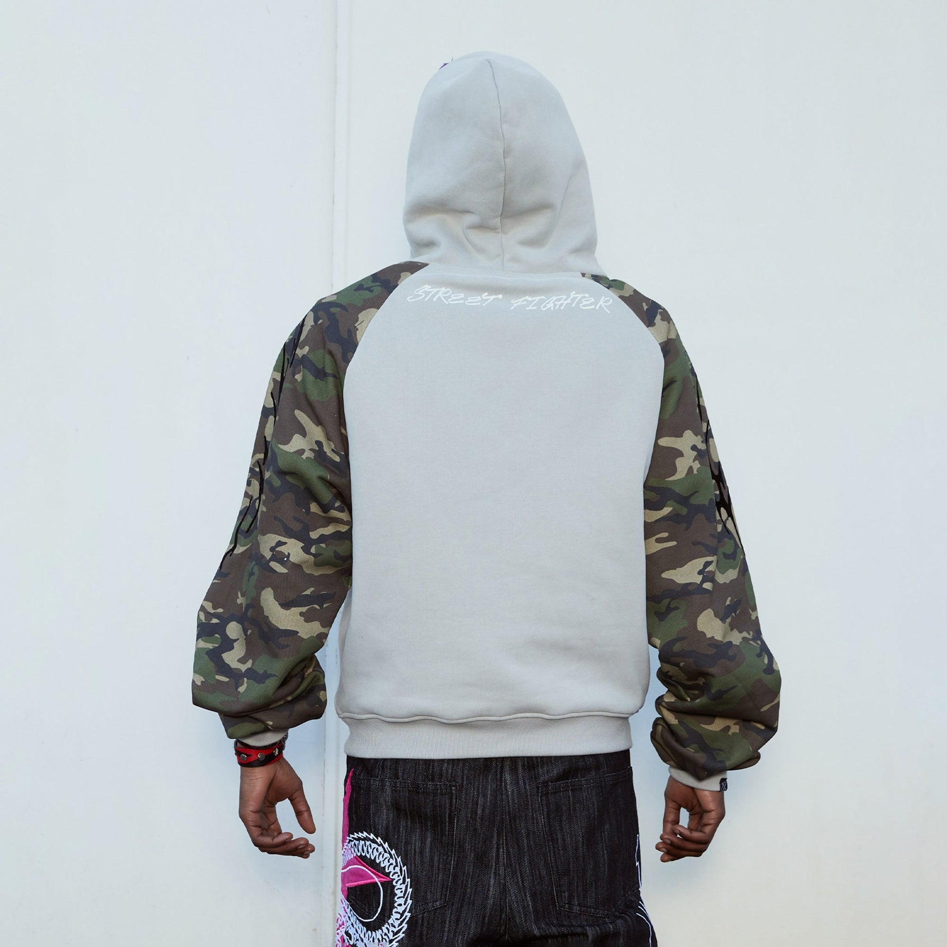 VINKID Embroidered Camo Raglan Panel Hoodie-Hoodie-S-Free Shipping Leatheretro