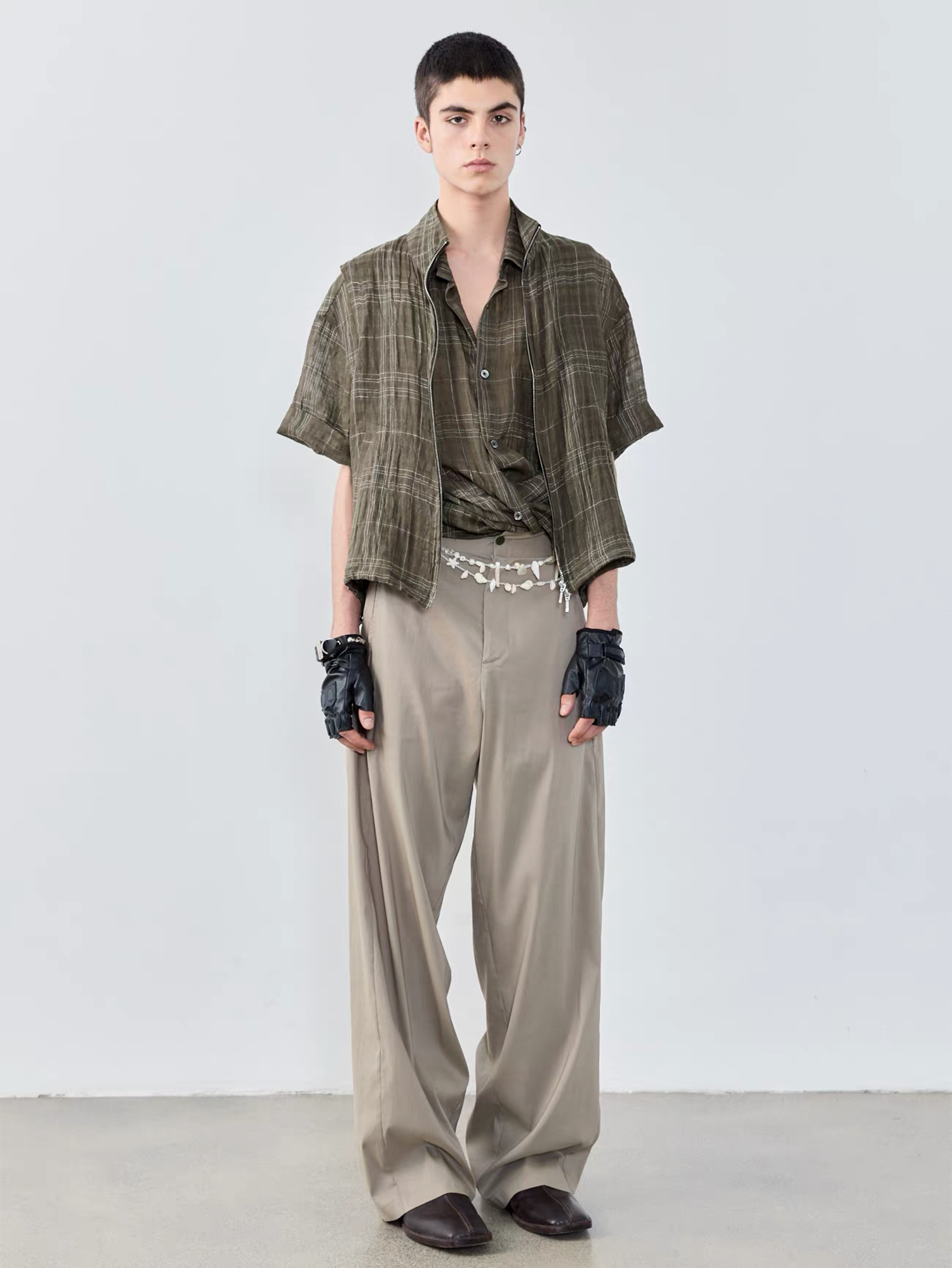 GRAINMUSTARD Linen-Cotton Plaid Vest-Vest-XS-Green-Free Shipping Leatheretro