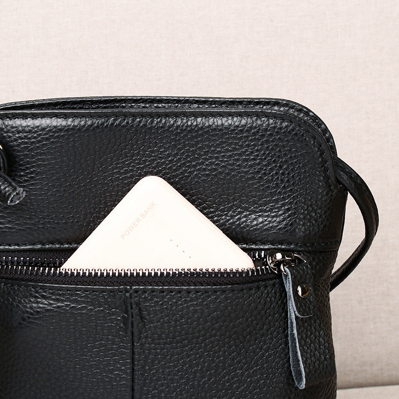 Women's Soft Genuine Leather Bucket Bag-Black Small-Free Shipping Leatheretro