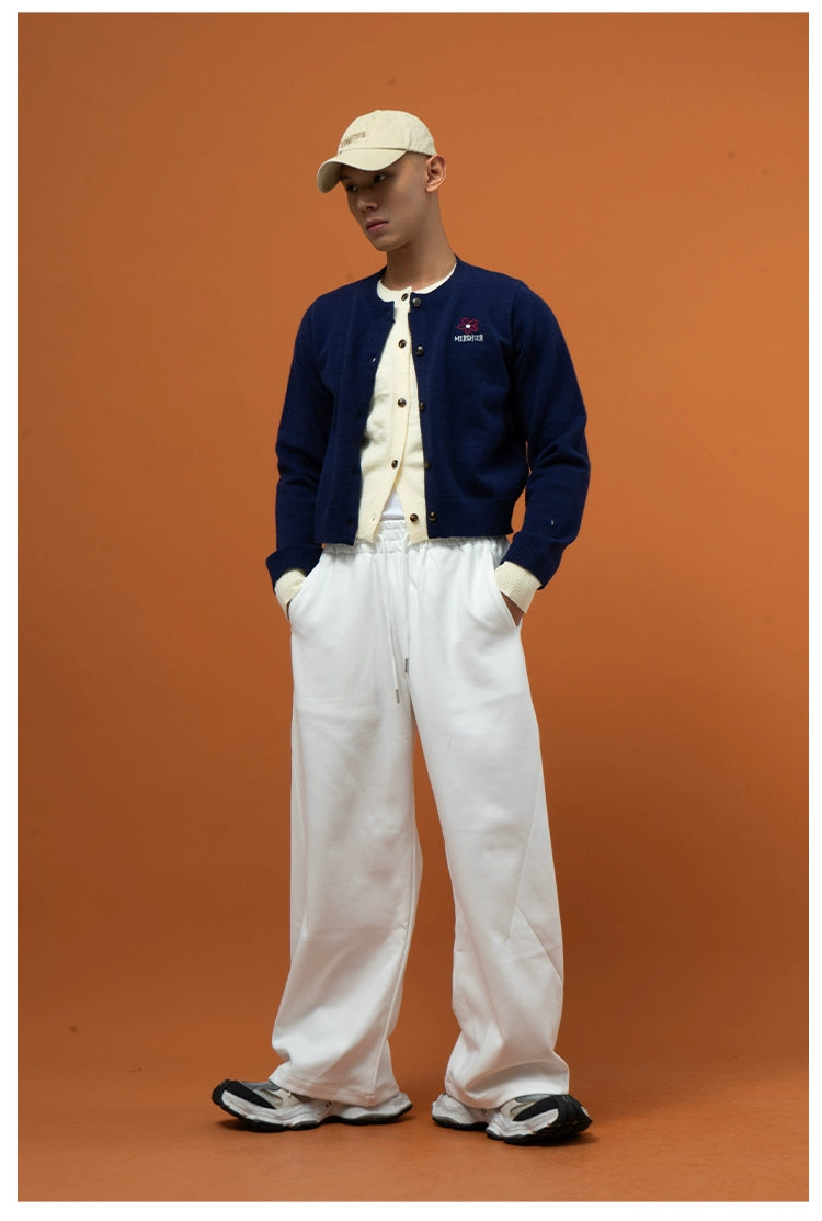 CLP Men's Two-Tone Layered Knit Cardigan Sweater-Cardigan Tops-Gray-S-Free Shipping Leatheretro