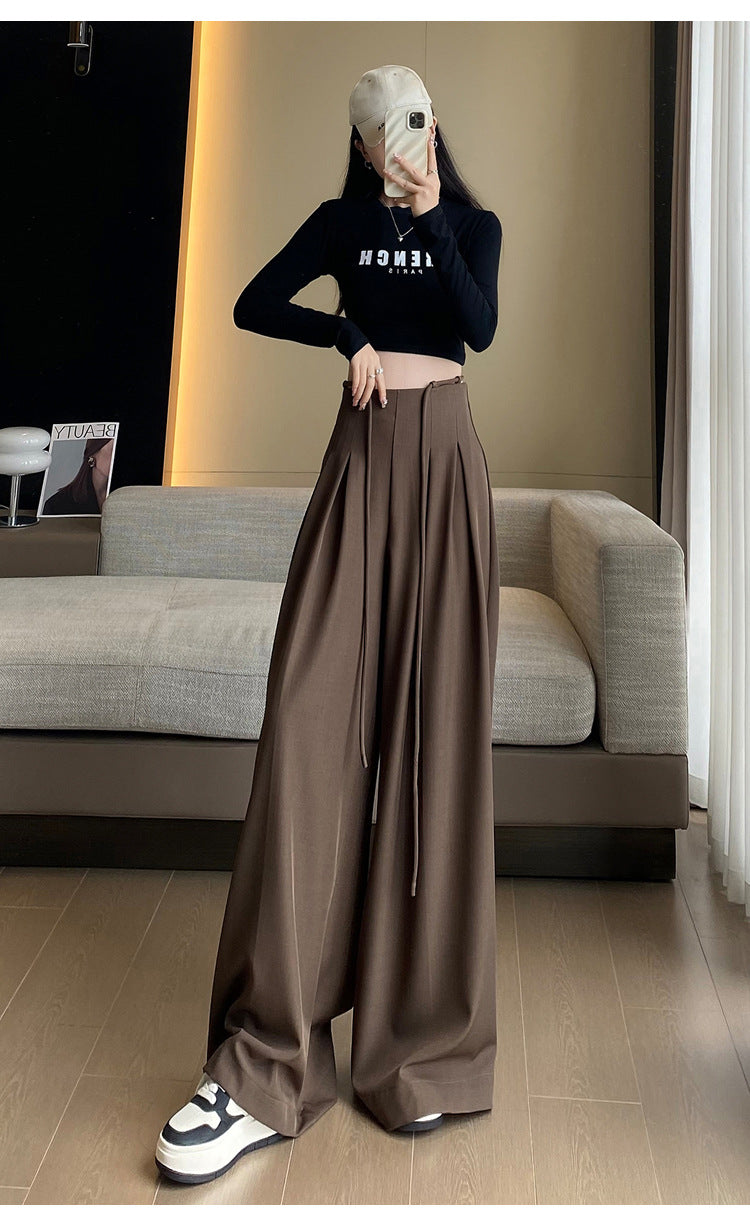 Designed High Waist Wide Legs Straight Pants-Pants-Black-S-Free Shipping Leatheretro