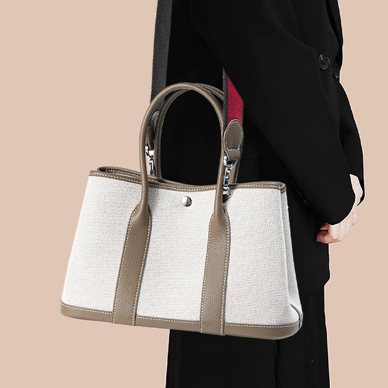 Women's Genuine Leather Tote Bag-Handbags-Khaki 30CM-Free Shipping Leatheretro