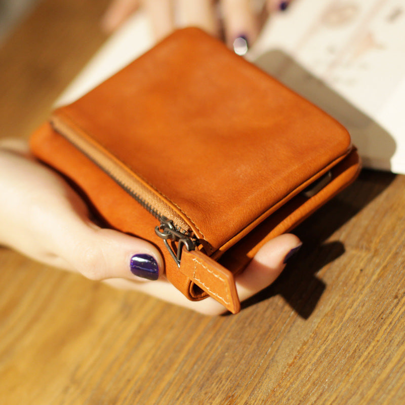 Vintage Vegetable-Tanned Leather Wallet-Brown-Free Shipping Leatheretro
