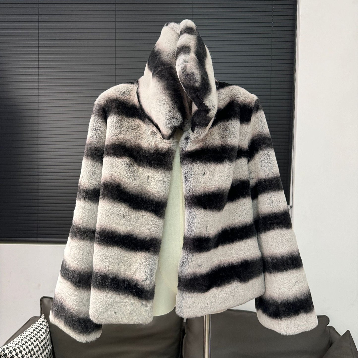 Fashion Faux Rex Rabbit Fur Warm Winter Overcoats-Coats & Jackets-The same as picture-M Under 60kg-Free Shipping Leatheretro