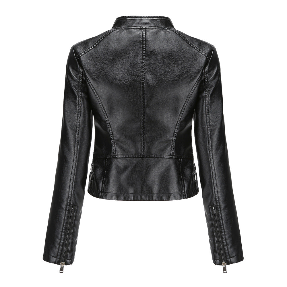 Women's Rivet Punk Biker Jacket-black-EU(XS)-Free Shipping Leatheretro