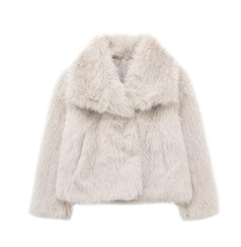 Fashion Artificial Fox Fur Winter Women Jacket Coats-Coats & Jackets-Ivory-XS-Free Shipping Leatheretro