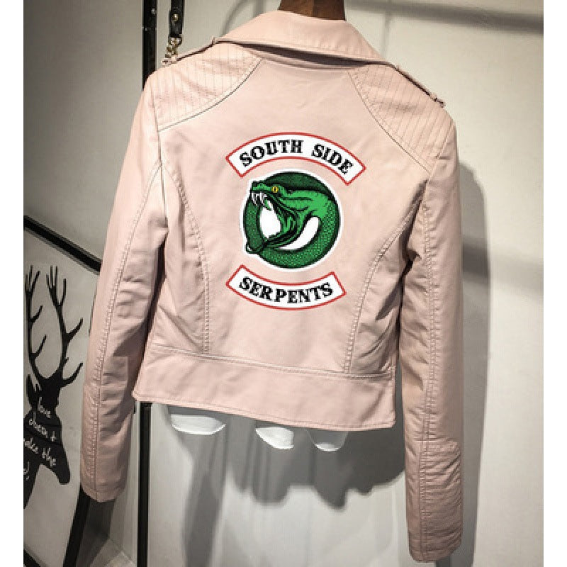 Riverdale Serpents Faux Leather Jacket-Two-headed snake pink.-S-Free Shipping Leatheretro
