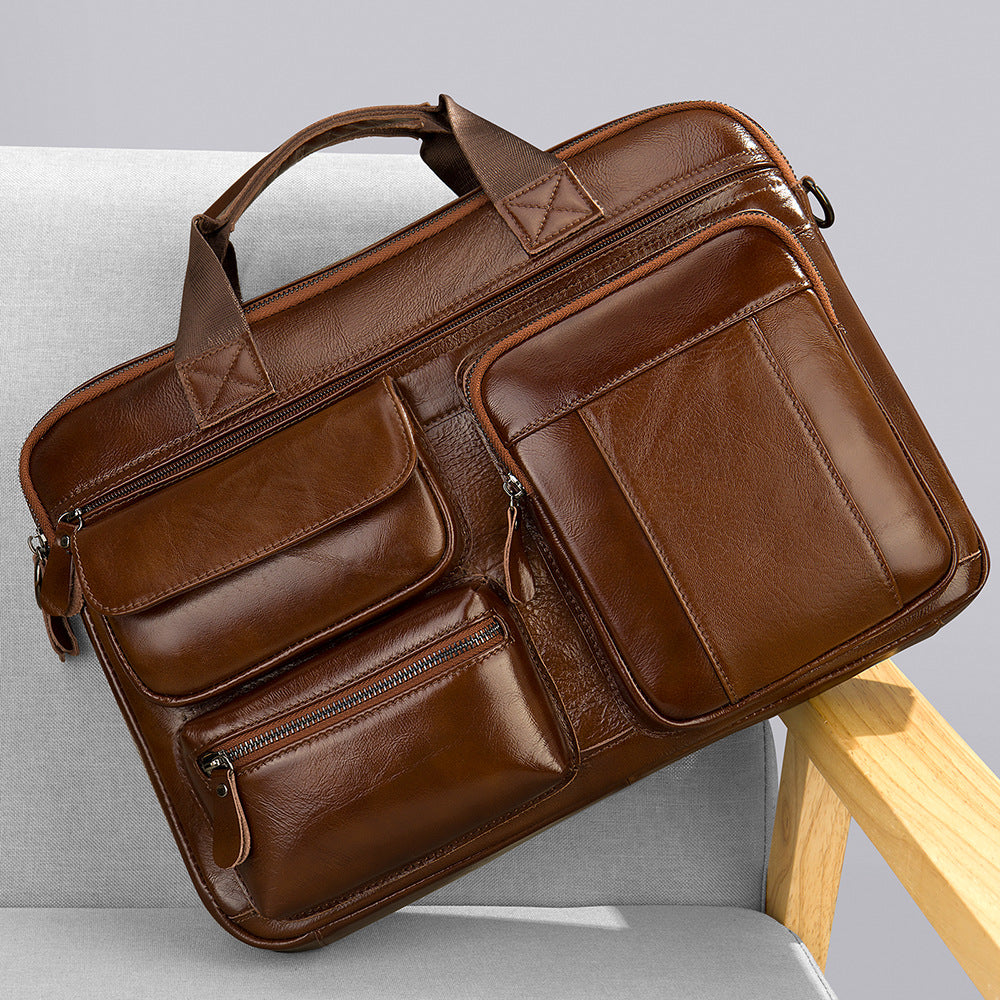 Authentic Leather Men's Laptop Briefcase - Ideal for Business Travel and Commuting-Briefcase-Brown-Free Shipping Leatheretro