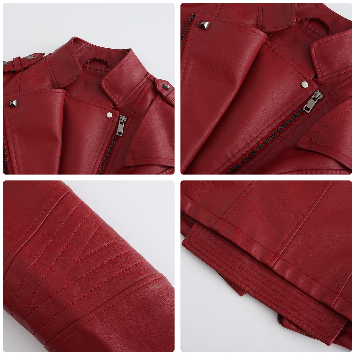 Women's Punk Faux Leather Jacket-Black-S-Free Shipping Leatheretro