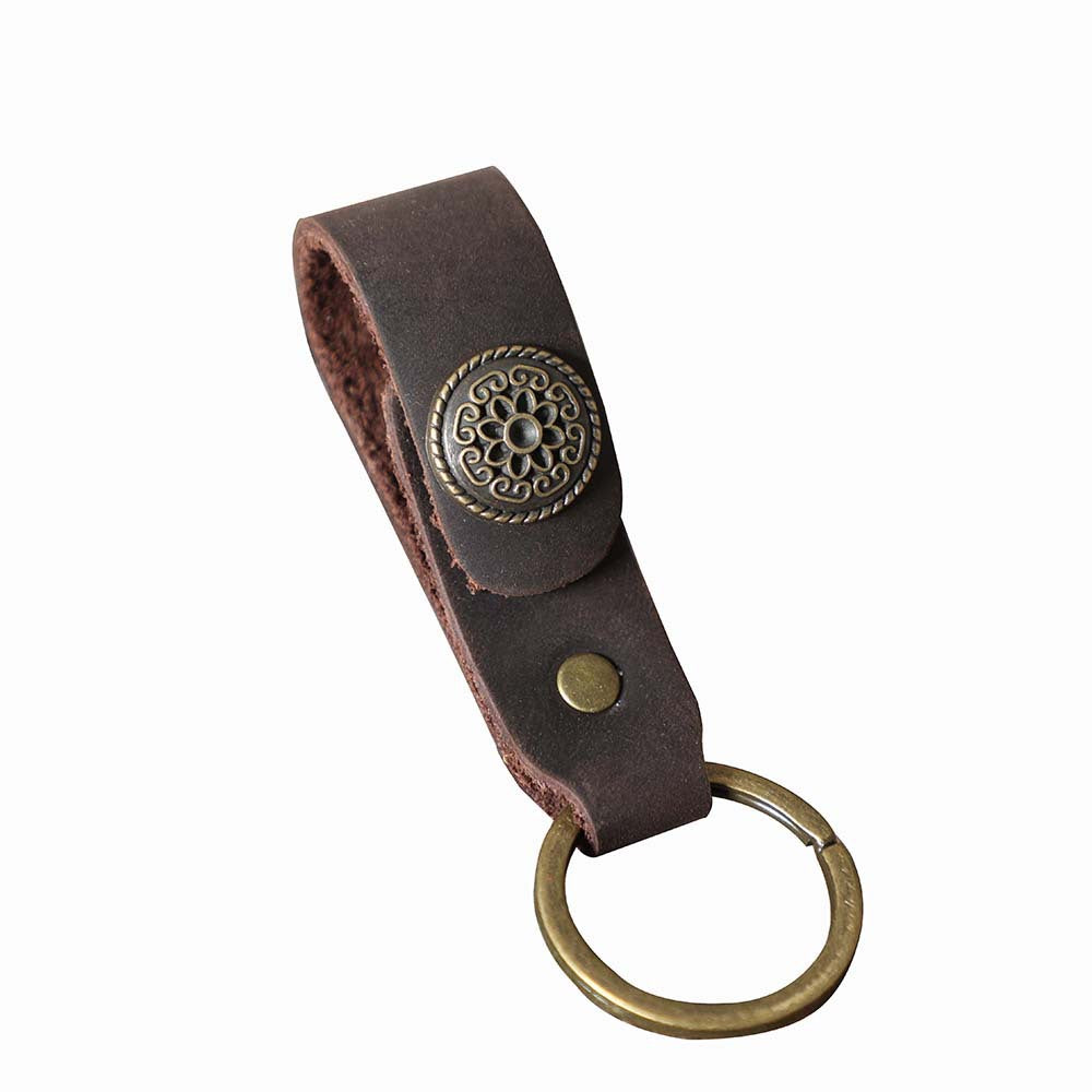 6pcs/set Handmade Vintage Leather Keychain & Car Key Case Set-Keychains-Random-Free Shipping Leatheretro