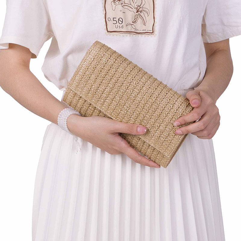 Summer Vacation Style Straw Woven Handbag-apricot-23X13X3CM-Free Shipping Leatheretro