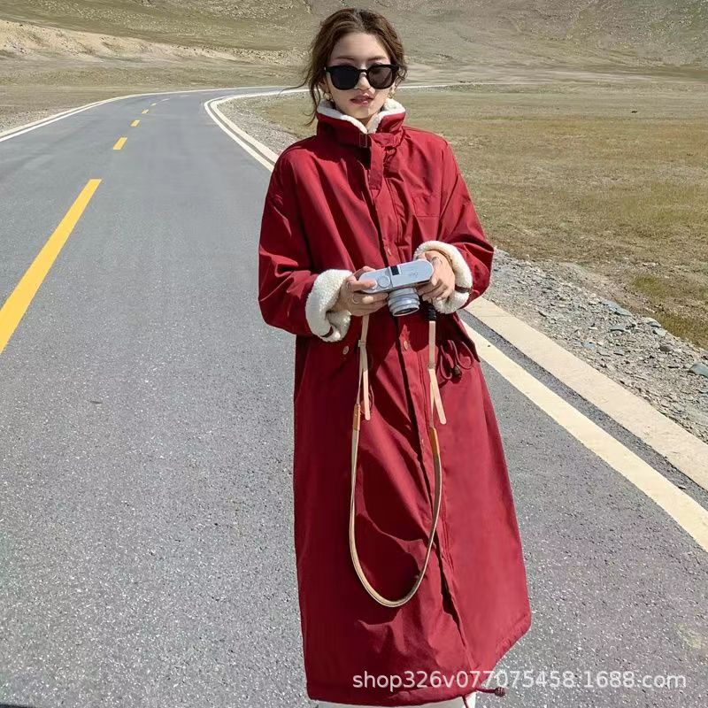 Fashion Winter Warm Long Overcoats for Women-Outerwear-Dark Red-XS 40-50 kg-Free Shipping Leatheretro