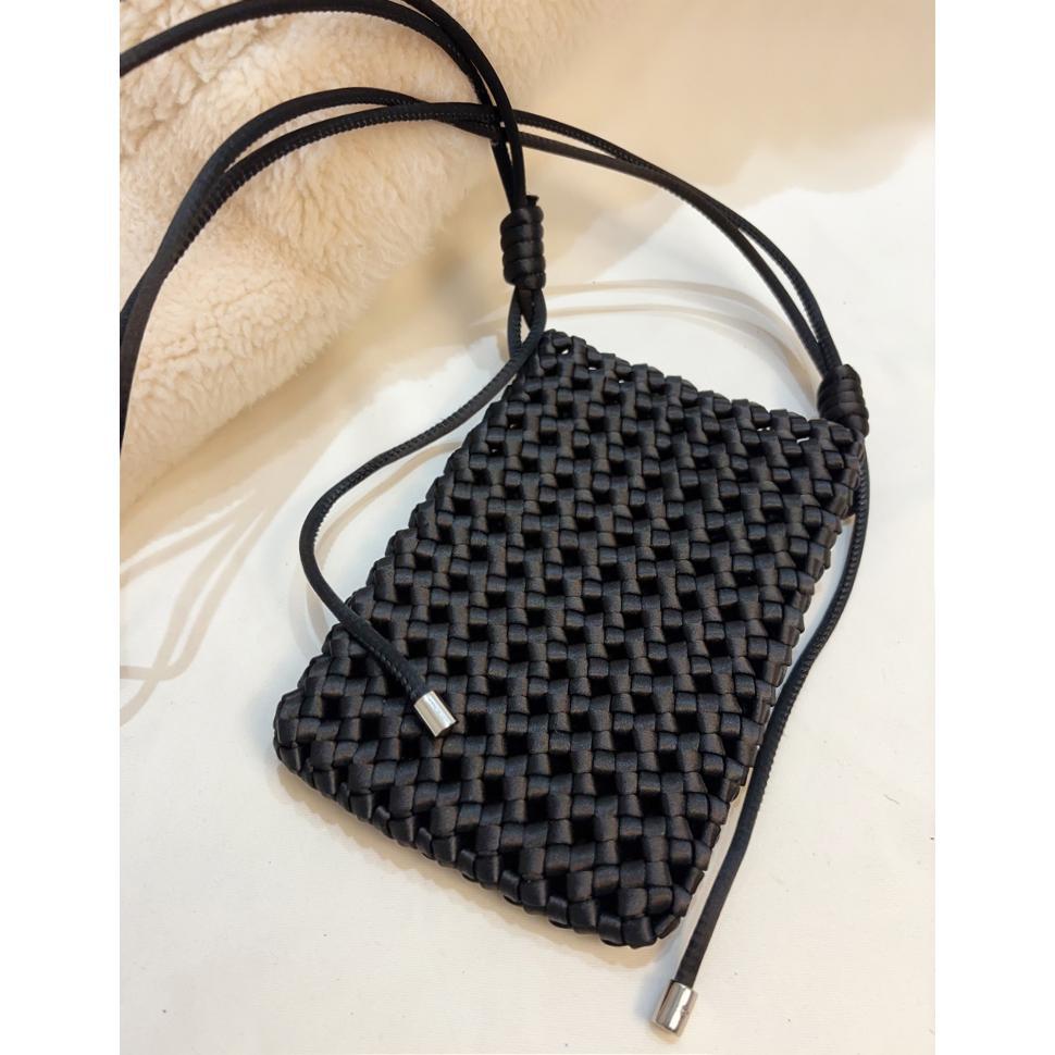 Handwoven Phone Purse – Stylish Women's Crossbody Bag-black-Free Shipping Leatheretro