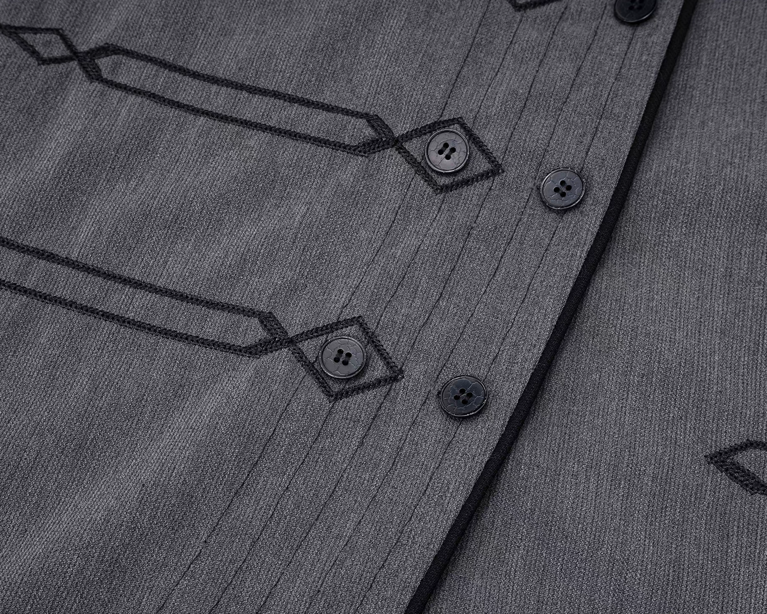 ESAIAS Napoleon Embroidered Asymmetrical Half Shirt-Half shirt-S-Free Shipping Leatheretro