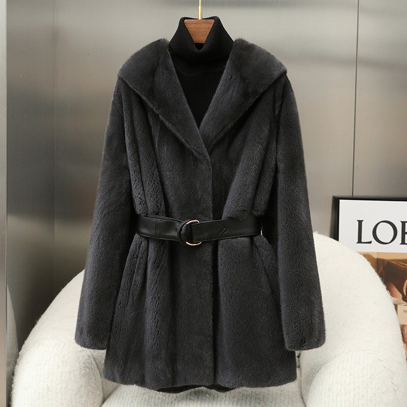 Casual Faux Fur Midi Length Jacket Coats-Coats & Jackets-Black-S-Free Shipping Leatheretro