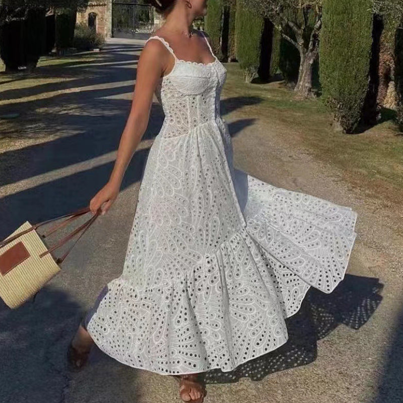 Fashion Designed Embroidery Long Dresses-Dresses-White-S-Free Shipping Leatheretro