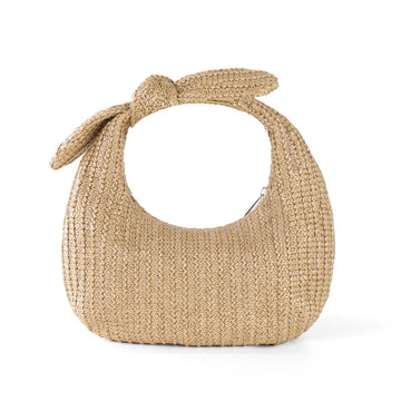 Summer Vacation Style Bow Straw Handbag-Apricot-24X13X5CM-Free Shipping Leatheretro
