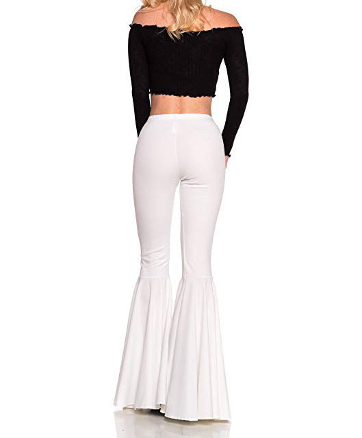 Sexy High Waist Mermaid Flare Pants-Pants-White-S-Free Shipping Leatheretro