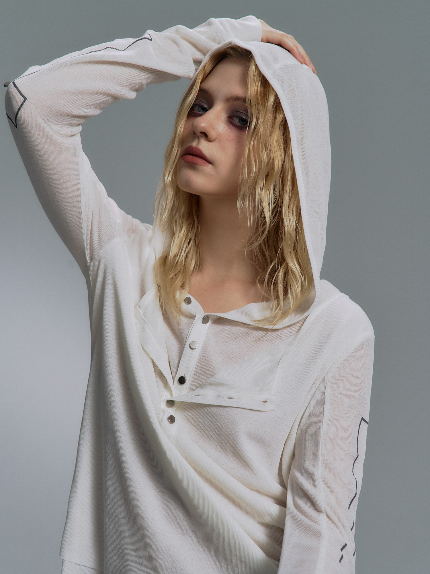PAIKI Cross Layered Slim Hooded Long Sleeve Tee-L/S Tee-S-Black (Preorder)-Free Shipping Leatheretro