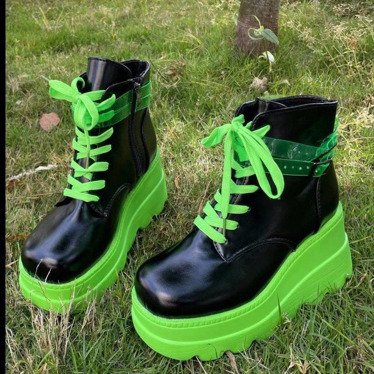 Fashion Plus Sizes Short Boots-boots-Black Green-35-Free Shipping Leatheretro