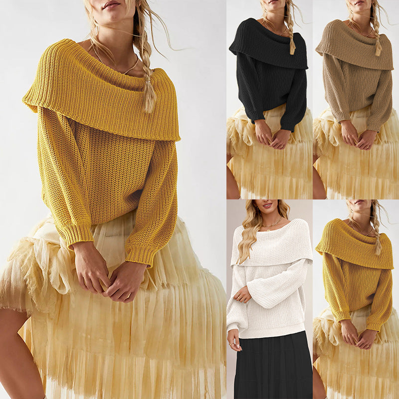 Women's Oversized Off-Shoulder Sweater-black-S-Free Shipping Leatheretro