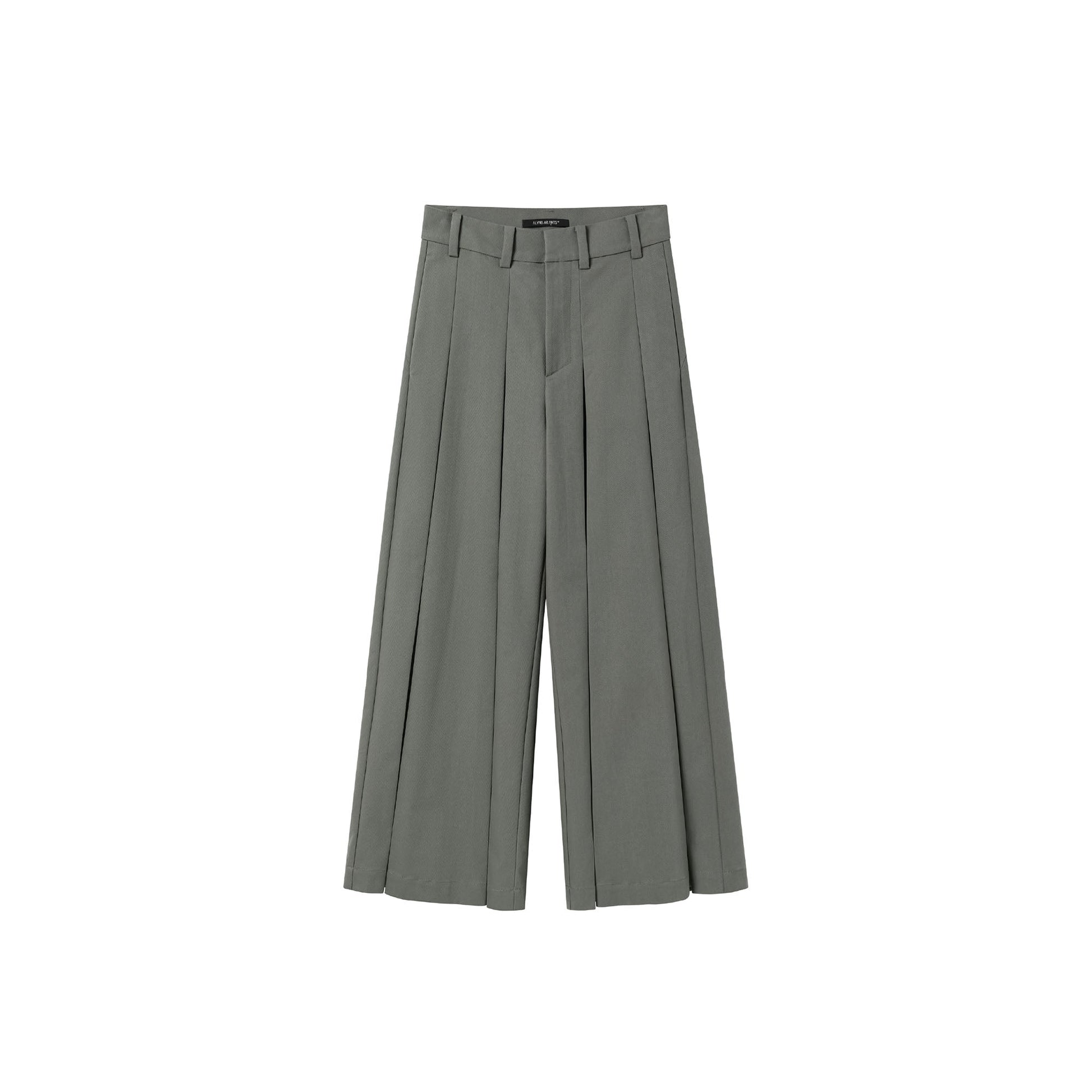 ALVNG AR ANTS Double Pleat Panel Wide-Leg Trousers-Pants-S-Gray-Free Shipping Leatheretro
