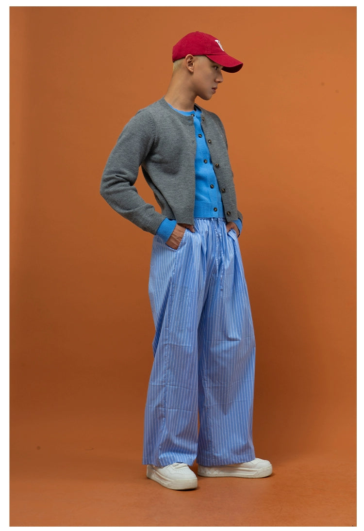 CLP Men's Two-Tone Layered Knit Cardigan Sweater-Cardigan Tops-Gray-S-Free Shipping Leatheretro