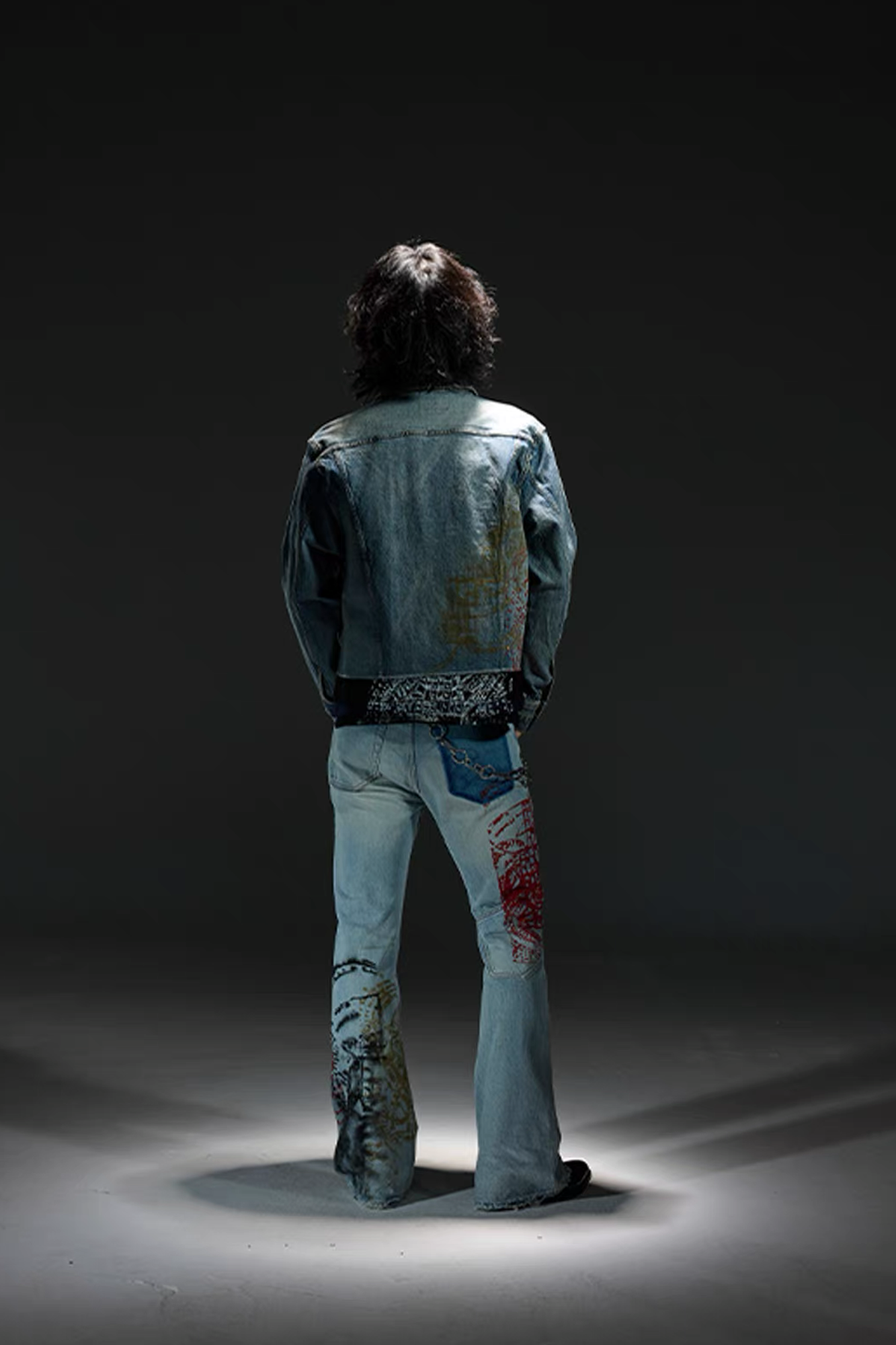 NOTHINGNESS WORLD Washed Multi-Print Denim Jacket-Jacket-S-Free Shipping Leatheretro