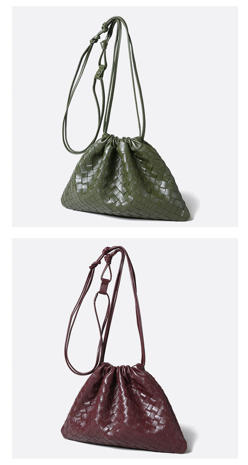 Vintage Handmade Woven Sheepskin Drawstring Bag-Handbags-Red-Free Shipping Leatheretro