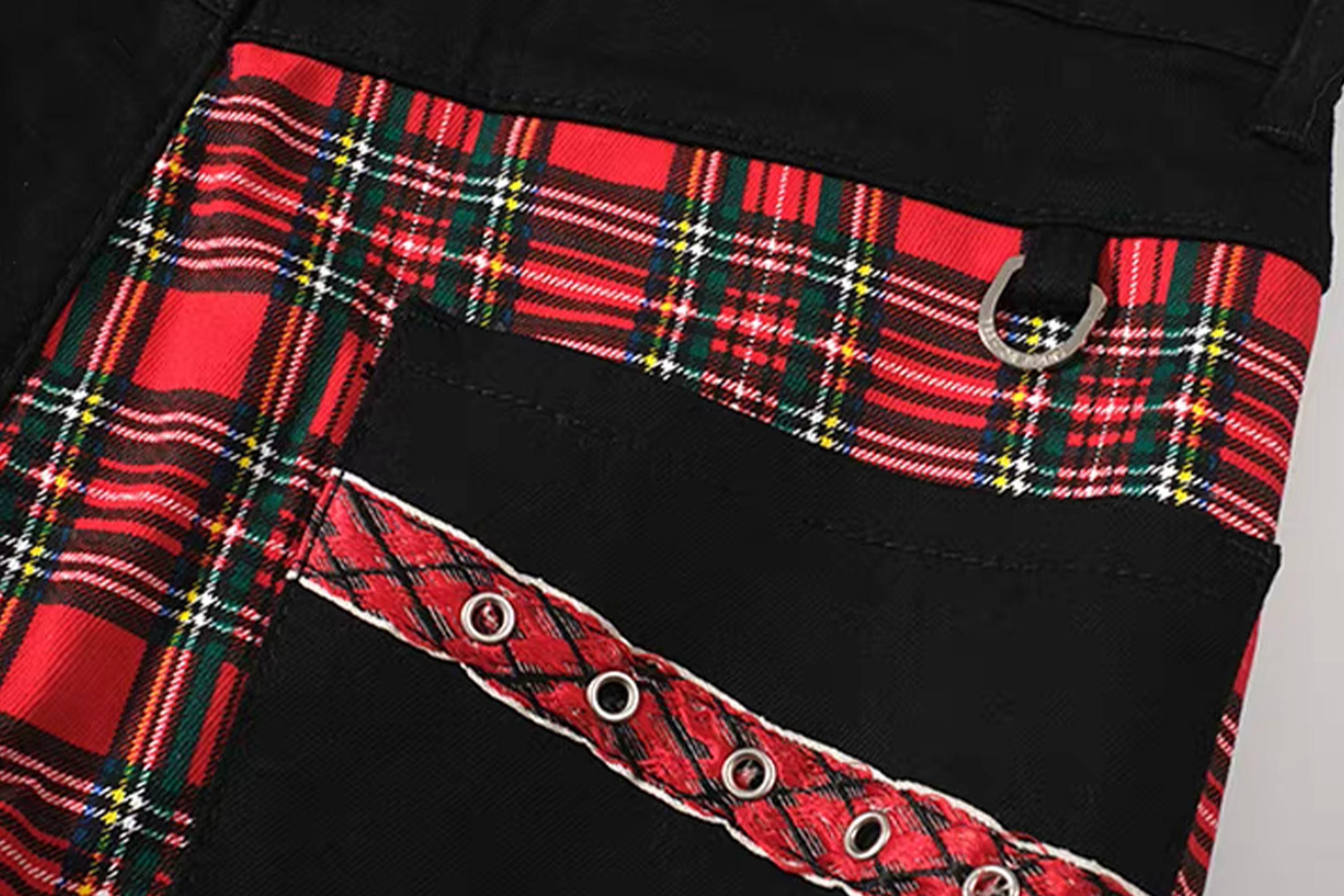NOTHINGNESS WORLD Punk Plaid Strappy Ruched Pants-Pants-S (Preorder)-Free Shipping Leatheretro